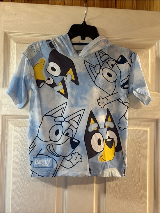 Lucy Other - Lucy Blue Tie-Dye 'Bluey' Graphic Hooded Tee with Yellow Accents
